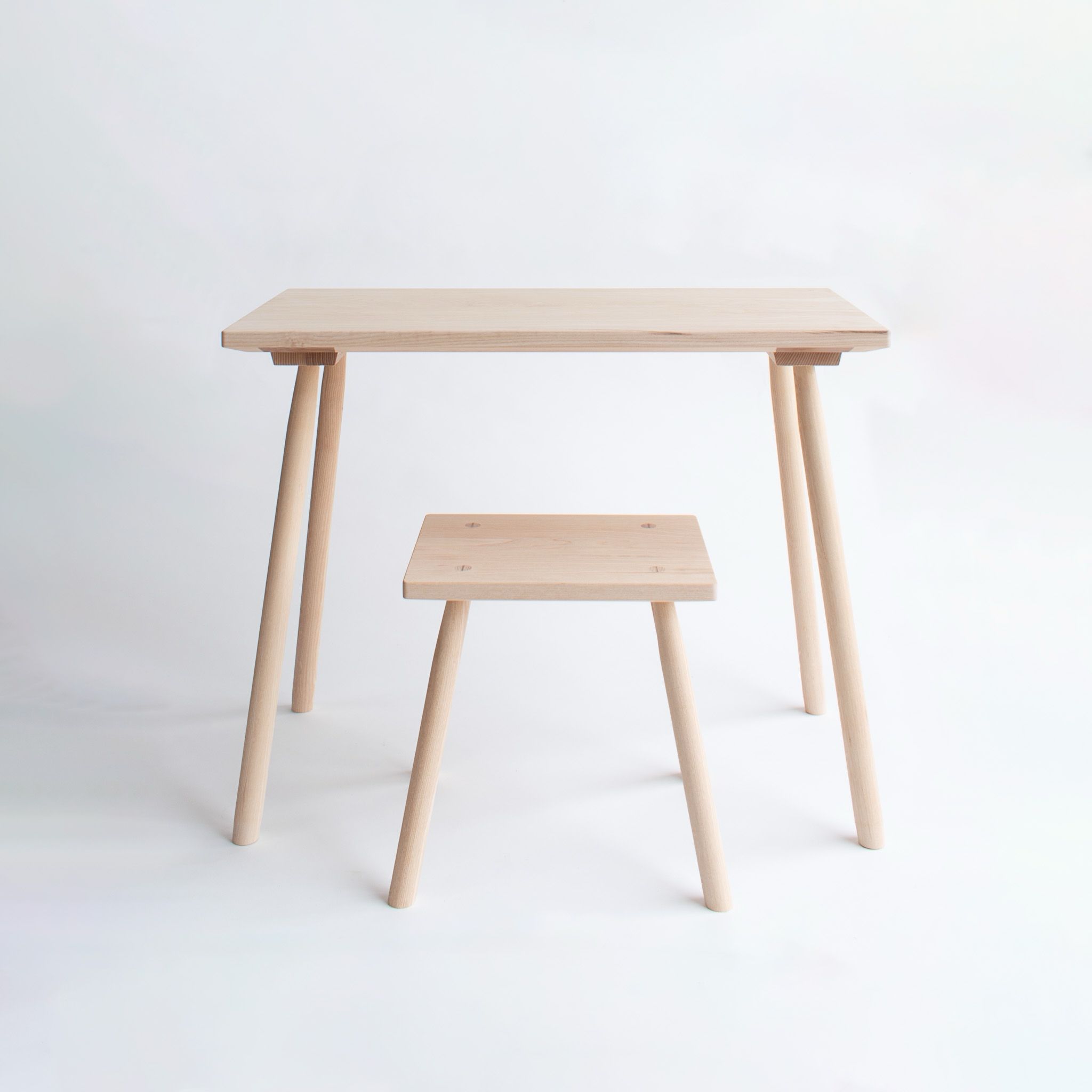 Ash desk and stool